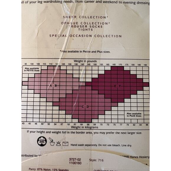 Hanes Silk Reflections Pantyhose AB Silky Sheer Non-Control 716 Jet Reinforced - Picture 3 of 3